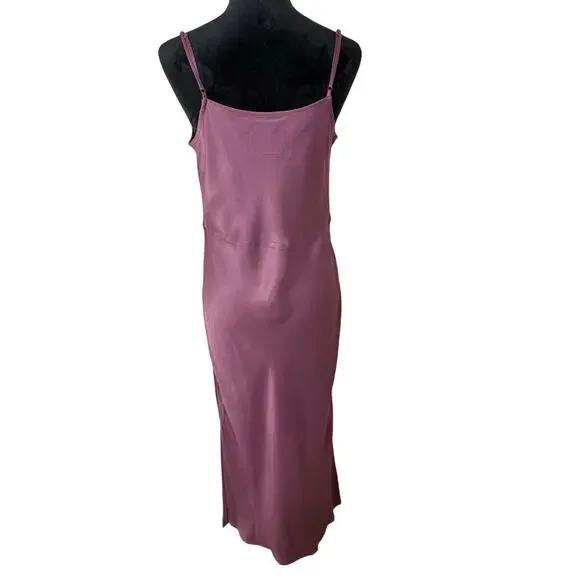 Anthropologie Elyse Plum Satin Slip Midi Dress - Size M - Picture 5 of 10